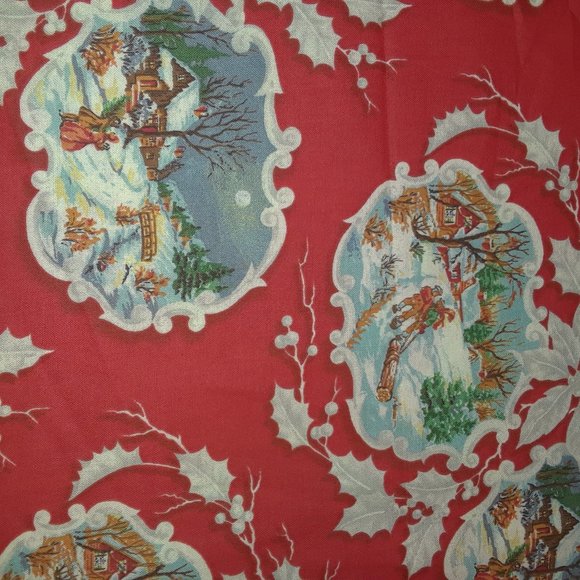 2.5 YARDS Sewing Fabric 'Vintage Winter Scenes' - Picture 3 of 3